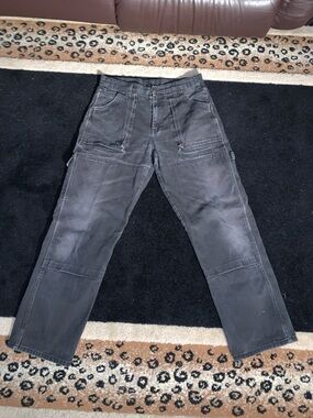 Men's Faded Black Double Knee carpenter Pants - Durable Utility Style